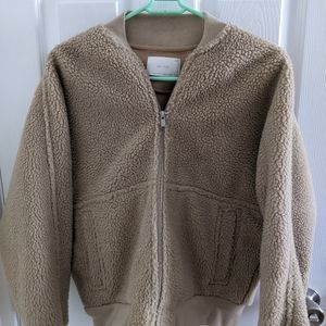 Oak + Fort teddy sherpa beige bomber